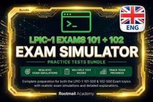LPIC-1 English exam simulator practice tests bundle graphic