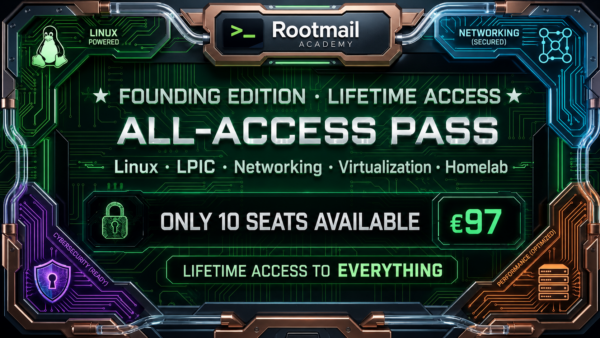 Offerta 10 posti ENG Rootmail Academy all-access pass promotional graphic